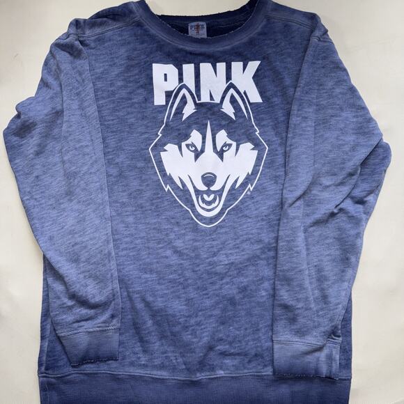 Pink Victorias Secret 5th & Ocean Oversized Sweatshirt Blue UConn Huskies Small - Picture 1 of 6